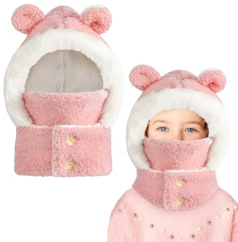 AYPOW Kinder Wintermütze Sturmhaube Thermofleece Schalmütze mit Warm Gefüttert, Winddichte Schlupfmütze Niedlich Cartoon Balaclava Kapuze kindermützen Nackenwärmer für Jungen Mädchen Baby Outdoor