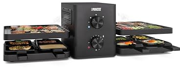 Princess Raclette Purify, 8 Personen, Integriertes Luftfiltersystem, Verstellbarer Thermostat, Spülmaschinenfeste Teile, Antihaftbeschichtung, 2m Kabel, Modernes Design, Überhitzungsschutz, 162660