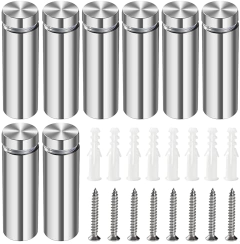 Lyeteung 8 Piezas 16×50 mm Separador de Fijación de Vidrio, Tornillo de Publicidad de Acero Inoxidable, Vidrio Standoff Holder Tornillo, con tornillo y Tubo Expansión, para Letreros Sign Displays