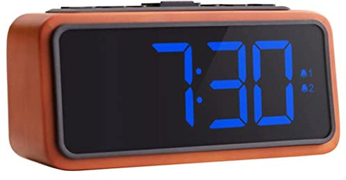OWOHYG Radio-réveil numérique FM en Bois avec Grand écran LED, variateur de luminosité et Alarme de répétition 12/24h