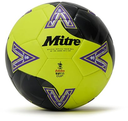 Mitre Training Women's FA Cup Football | High Performance Training Ball | Extra Durable Design, Green/Purple/Black, 5 UK