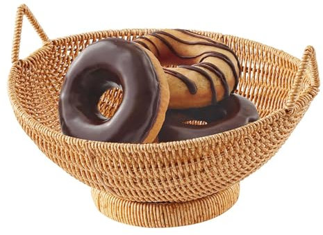 Cesti di pane per tavolo, cesto di frutta intrecciato, guscio da porzione intrecciato - pane rattan leggero organizza körbe frutti