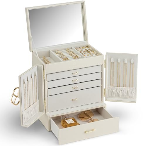VLANDO Jewellery Box, Jewellery Organiser with Mirror for Women