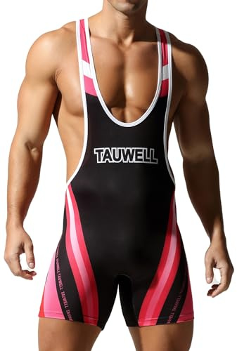 SEAUR Men's Vest Wrestling Coverall Breathable Undershirts Wrestling Athletes Comfortable Lightweight Bodysuit for Training Rose Red S