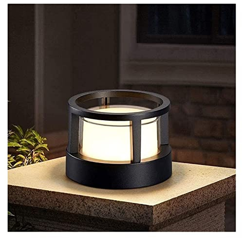 Luz de patio IP65 Impermeable Redondo Poste de jardín Bolardo Luz Iluminación residencial Lámpara de columna Camino de aluminio Calzada Piso Lawnpe Iluminación E27 Decoración Pilar Decoración Luz (