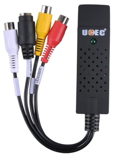 UCEC Dispositivo di acquisizione video USB, convertitore da VHS a digitale, compatibile con videoregistratore, mini DV, Hi8, DVD, PC, TV