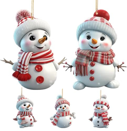 de Navidad, Decoraciones de muñeco de Nieve acrílico 2D, 5 Piezas Bonitas Figuras de Doble Cara para Vacaciones, Interior, hogar, Chimenea, Interior de Invierno