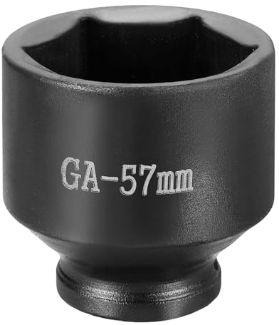 sourcing map Enchufe de impacto de 6 puntos, 1 pulgada, 57 mm, métrico | CR-V - Casquillos hexagonales de eje de husillo de acero para reparación de tuercas de eje de máquina