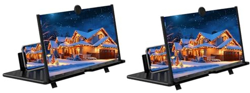 Screen Magnifier for Smartphone, 12 Inch Phone Screen Magnifier, 3D Mobile Phone Foldable Portable Projector Screens with Folding Stand Holder for Watching (2)