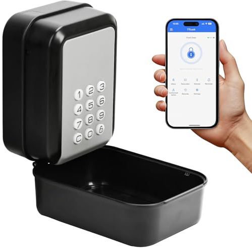 Smart - Caja fuerte electrónica para llaves con código numérico exterior, Bluetooth, montaje en pared con números de 6 dígitos, resistente al agua, para casa, garaje, apartamento, alojamiento