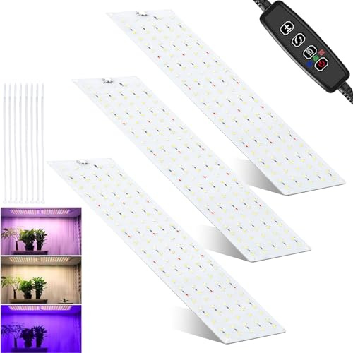 Lot de 3 lampes LED à spectre complet, 405 LED, lumière pour plantes avec minuterie