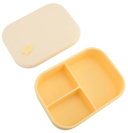 Fdit Contenitore per Alimenti BPA Adatto Al Microonde con 3 Scomparti per Adulti e Bambini (YELLOW)