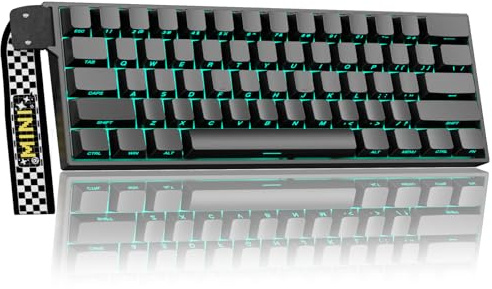 AULA MINI60 Mechanische Gaming Tastatur 60%,BT5.0/USB/2.4GHz Wireless,Hall Effect Magnetic Switches,0,01mm RT-Genauigkeit,Einstellbare Betätigung,8000Hz,RGB,Kabellose Tastatur für PC/Mac (Schwarz)