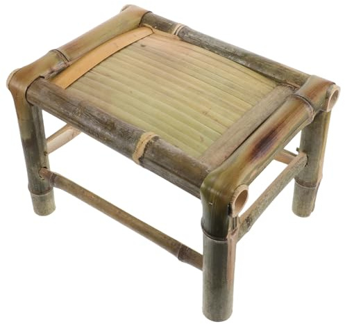 JOINPAYA Bambushocker für Balkon und Innenbereich aus Atmungsaktivem Bambus mit Klassischem Design Kleiner Niedriger Stuhl als Vielseitiger Fußhocker oder Dekoration