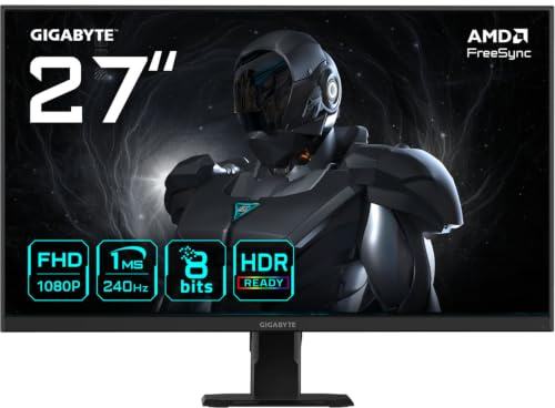 GIGABYTE GS27F2 Gaming Monitor 27 tum FHD – 1920 x 1080, 240 Hz, 1ms, 300CD/m², FreeSync, HDR Ready, HDMI 2.0, Displayport 1.4