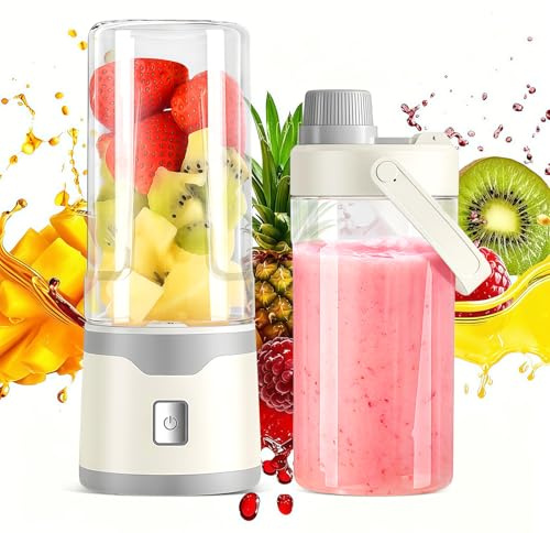 Sonnenspark1 Batidora de Vaso Portátil, Licuadora Portátil USB 450ml | Mini Batidora de Vaso Pequeña para Smoothies, Vaso Batidor 2 en 1, Smoothie Blender para Hogar Oficina y Camping