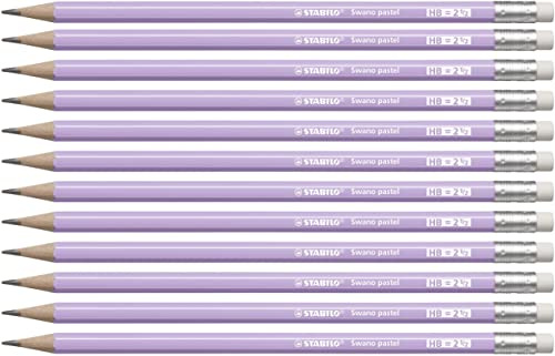 STABILO Swano pastel - Matita con Gommino - Gradazione HB - Confezione da 12 - Glicine