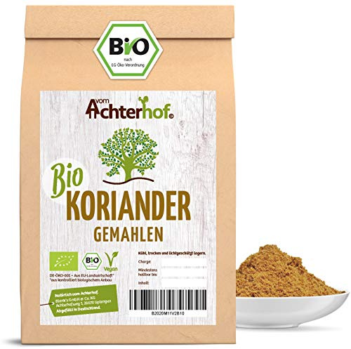 Koriander gemahlen Bio 500g | fein gemahlene Koriandersaat in Bio-Qualität | würzig, nussig und leicht süßlich im Geschmack | Korianderpulver | vom Achterhof