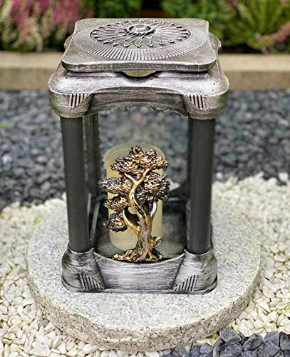 Grablampe Handmade NEU Baum-Motiv Grablicht Grabkerze Grabdekoration Grabschmuck Gartenlampe incl.Grabkerze.