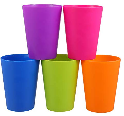 NUOBESTY Reuseable Plastic Cups, 15pcs Colorful Reusable Plastic Cups, Unbreakable Toddler Kids Party Toddler Cup Beakers for Home Party