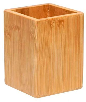 Colrid Bambus Stiftehalter, Holz Stifteköcher, Schreibtisch Organizer, für Office Desk School, das Perfekte Bürozubehör & Geschenk (Quadrat)