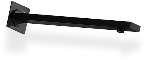 SANIDELL Brausearm (BL-AM-7-MS) Länge 40cm Wandarm Duscharm Eckig 30x18mm für Kopfbrause Regenduschkopf Wandmontage Duschkopfarm, Matt Schwarz