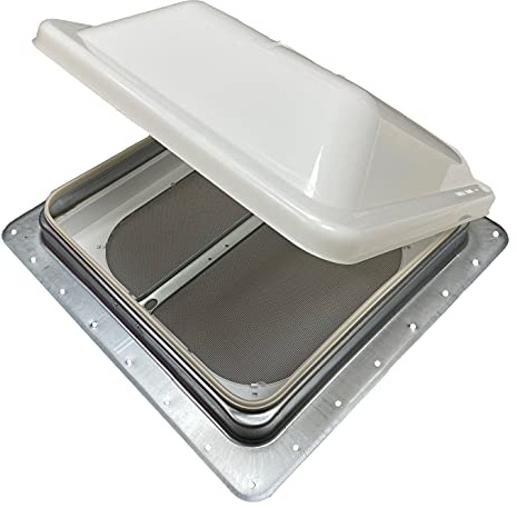 VL-W-1G | 14 RV Roof Vent | White Lid | Non-Powered | w/ 1 Garnish Trim Ring