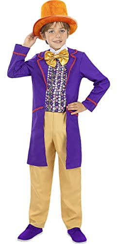 Funidelia | Déguisement Willy Wonka - Charlie et la Chocolaterie pour garçon Déguisement pour Enfant et accessoires pour Halloween, carnaval et fêtes - Taille 3-4 ans - Violet