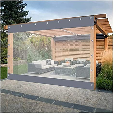 wasserdichte Pergola-Seitenwände Plane Gewebeplane PVC Wasserdichter Vorhang Im Freien, Planen Mit Ösen Verstärkter Saum PVC Terrassenüberdachung (Farbe : Klar, Größe : 2.4x3m)