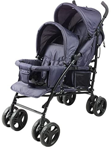 Bambisol Kinderwagen mit Doppelstock, kompakt, Regenschutz inklusive, Marineblau