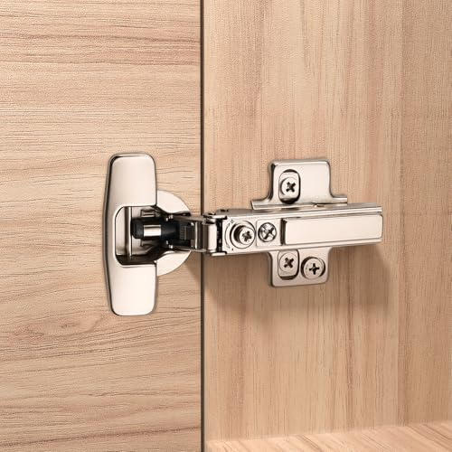 Furniware 10 Pack Frameless Full Overlay Soft Close Cabinet Hinges, Speed Control 4D Adjustment European Hinges, Stainless Steel Kitchen Cabinet Hardware Clip-On, 45~110° Open Angle