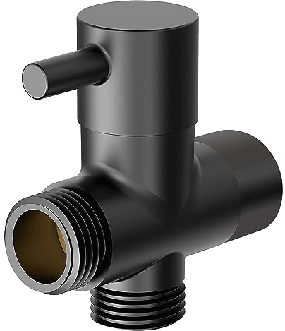 Linkidea Massives Messing G1/2 Zoll Duscharmkopf Umstellventil, Duschkopf Ersatzkomponenten Adapter, 3-Wege-Umstellventil (mattschwarz)