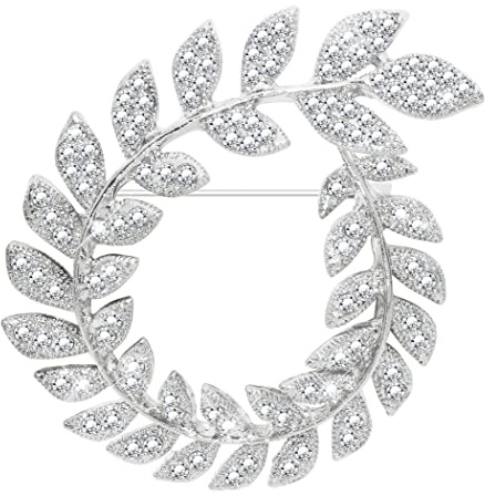 KristLand Vintage Hochzeit Kristall Brosche mit Rotierenden Blättern Corsage Atemberaubend Art Deco Modische Blumen Brosche Braut Blumenband Brosche Party Geschenk für Damen