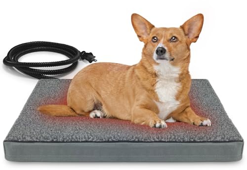 AUPETEK Heated Pet Beds for Indoor/Outdoor Cat & Dog Orthopedic Foam Warming Cat Beds Auto Temperature Control, Washable Cover with Waterproof Liner Thermo Kitty Electric Heating Bed