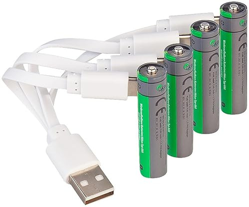 tka Köbele Akkutechnik Batterien aufladbar: 4er-Set wiederaufladbare Batterien Typ AAA,600mWh,schnellladen per USB (AAA Akku mit USB Anschluss, aufladbar, RC)