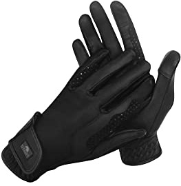 Start Reithandschuhe aus 100 % Ziegenleder mit Silikon-Grip, elastischem Bund und Klettverschluss – Reiterhandschuhe schwarz für Damen & Herren – Bohol
