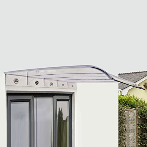 Vordach Haustürvordach,Transparent Pultvordach Türdach Überdachung,Türdach für Draußen Pultbogenvordach aus Polycarbonat,Sonnenschutz,Regenschutz,Vordach für Eingangstür (50x180cm/20 x71)