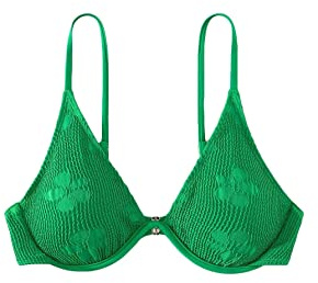 Falainetee Women's Bathing Suit Floral Pattern Underwire Swimsuit Bikini Top Green M