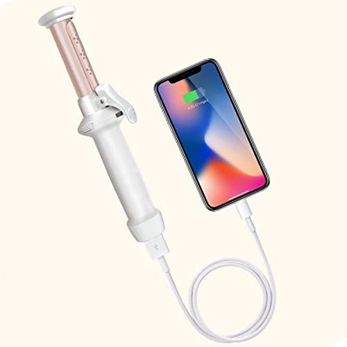 Yuehuamech Schnurloser Mini Lockenstab USB Wiederaufladbar Keramik Lockenstab 2 in 1 Reise Haarglätter Lockenstab für nasse& trockene Haare Styling Reisen und zu Hause verwenden