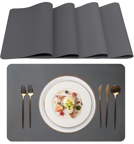 Lumaca Tovagliette Americane Lavabili, Set di 4 Tovaglietta Colazione,Impermeabile,Resistenti al Calore,Antiscivolo,per Tavolo da Cucina e Ristoranti,Grigio scuro
