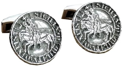 Gemelos Sello Templario en Plata de Ley - Trasera giratoria estándar