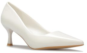 La Modeuse - Lack och spetsiga pumps med liten klack, Vitt och blått, 38 EU