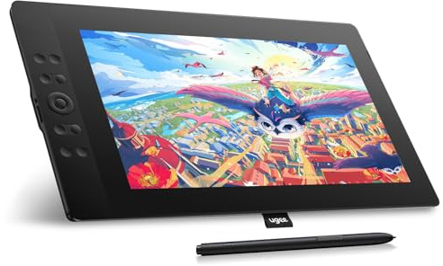 UGEE 15.4 inch Drawing Tablet with Screen，143% sRGB UE16 Computer Graphics Tablet with Full-Laminated Screen 8+1 Hot Keys 16K Level Pressure Battery-Free Stylus，Drawing Pad for PC/Windows/Mac/Android