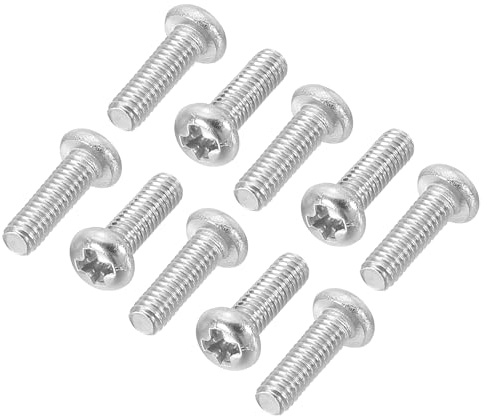 PATIKIL linshuvudskruvar 120 stycken skruvar med platt huvud M2,5–0,45 x 10 mm 304 rostfritt stål Phillips möbelskruvar metallskruvar 18–8 helgängade linshuvud maskinskruvar med drivning