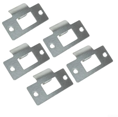 Adjustable Door Strike Plate, Stainless Steel Chrome Plated, Fits Steel Jambs (5pc)