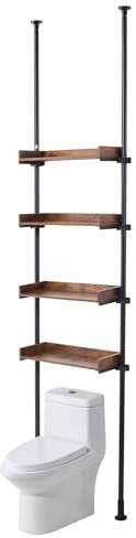VEVOR Étagère WC Réglable à 4 Niveaux, Meuble de Rangement au-Dessus des Toilettes en Acier à Faible Teneur en Carbone, Étagère de Salle de Bain, Convient à la Plupart des Toilettes, Buanderie
