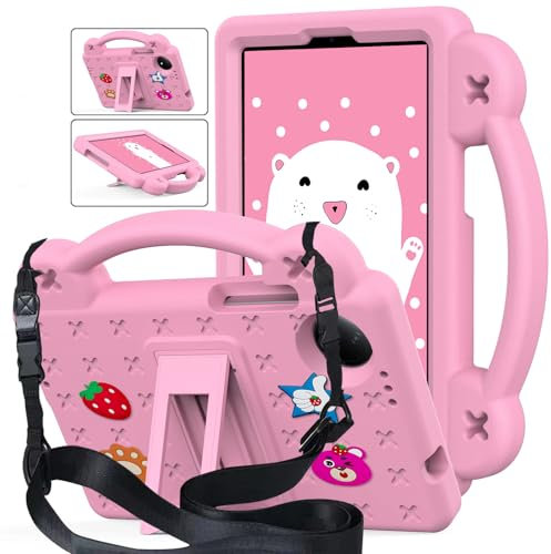 Custodia Bambini Compatibile per Xiaomi Redmi Pad SE 8,7 Pollici 4G 2024 Tablet, Cover Protettiva EVA Antiurto con [Tracolla] [Maniglia], Rosa
