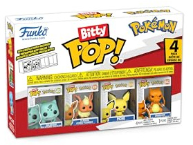 Funko Bitty POP! 4 Pack: Pokemon - Bulbasaur, Flareon, Pichu, Charizard | Official Video Games Merch - Tiny 0.9 inch Figures with Display Shelf - Cake Topper, Party Bag and Stocking Filler Gift