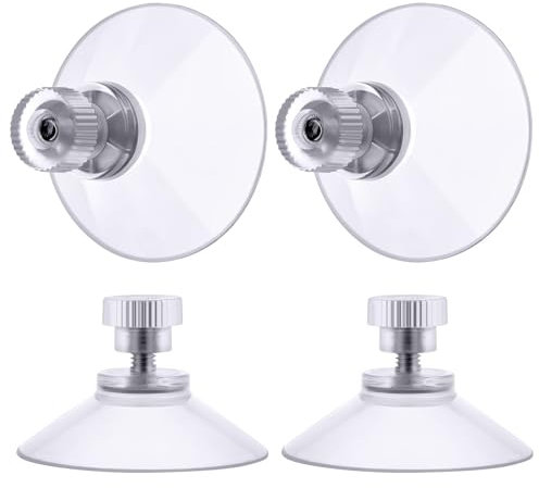 Flintronic 4 Piezas Ventosas de Plástico Transparente, Ø 50 mm Ventosas con Tuerca y rosca, Tornillo Fuertes de PVC Soporte para Vidrio tela de Sombra coche pared baño Puerta Ventana (Transparente)