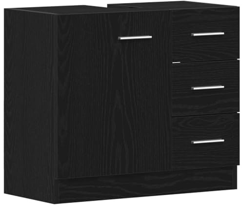 vidaXL Armoire d'évier chêne Noir 63x30x54 cm Bois d'ingénierie